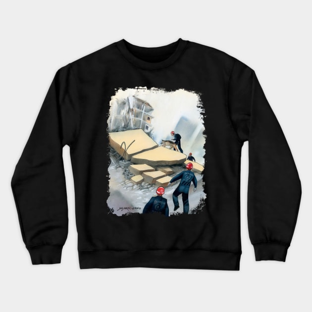 Fireman Earthquake Crewneck Sweatshirt by Juan Alvarez & Jorge Gomez Shop